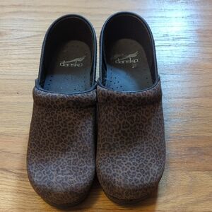 Dansko Brown Animal Print Clogs